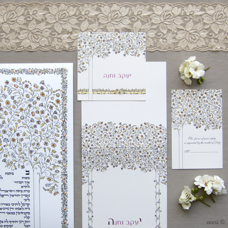 woven branches ketubah and invitations